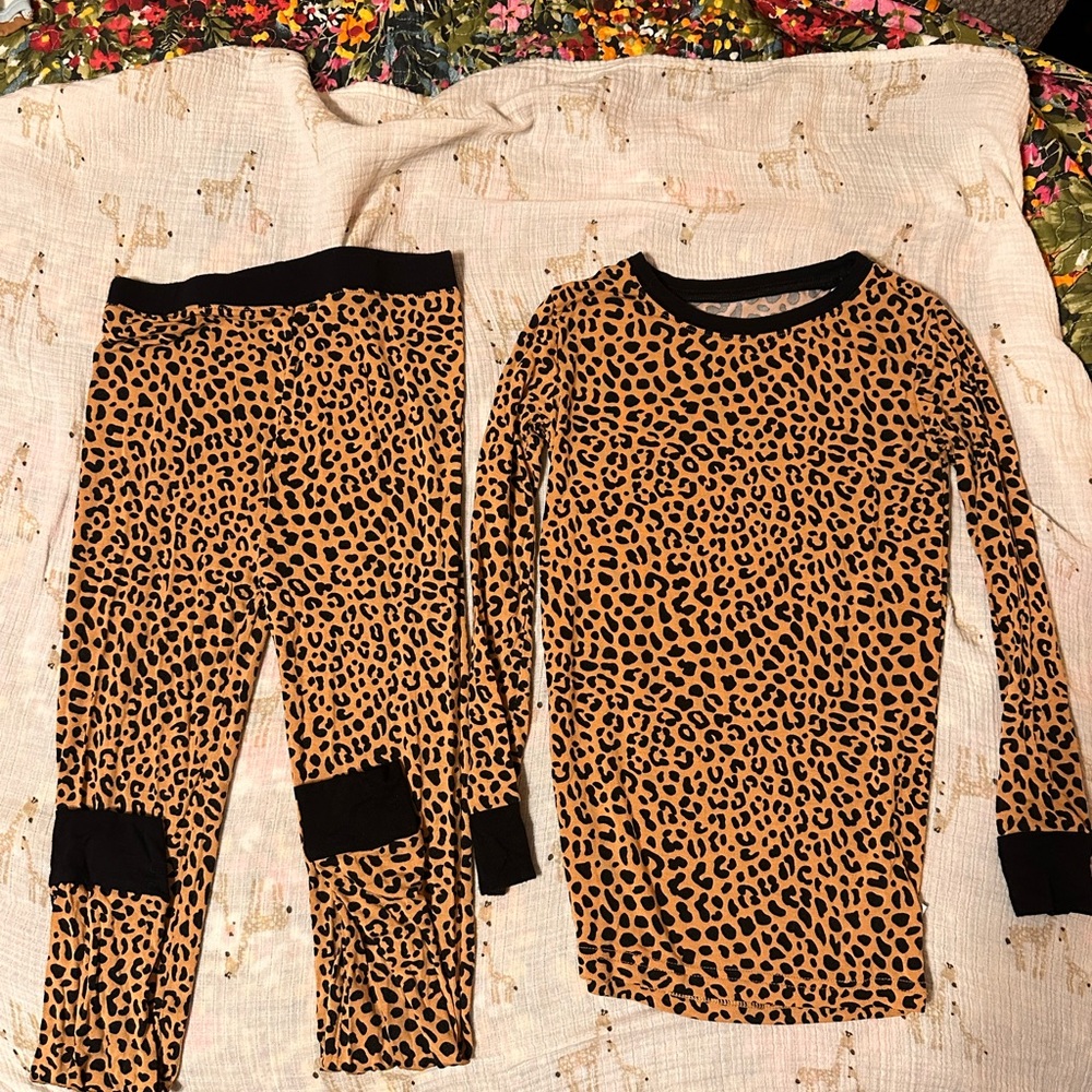 Classic Leopard Print Little Sleepies Two Piece Set - Size 7/8